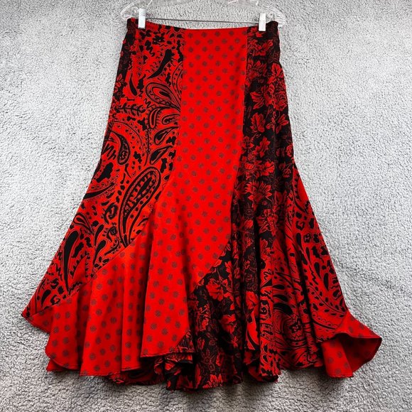 Topshop Dresses & Skirts - NEW $75 Topshop Idol Red And Black Floral Midi Skirt size 8